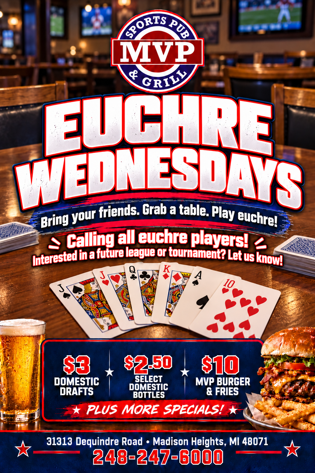 MVP Euchre Wednesdays flyer